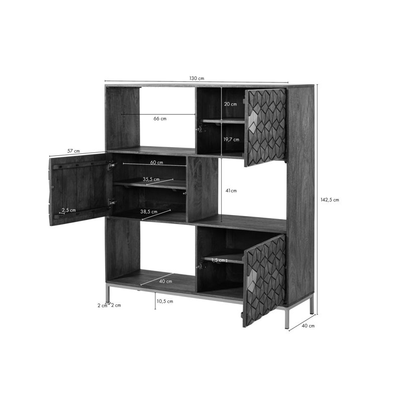 130cm W Metal Shelving Unit, Gray oiled