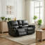  73.2" Manual Reclining Faux Leather Loveseat with Centre Console and Cup Holders in Black-116975508