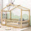 Structure de lit en bois avec clôture et lattes Dorset-67699458-67699456