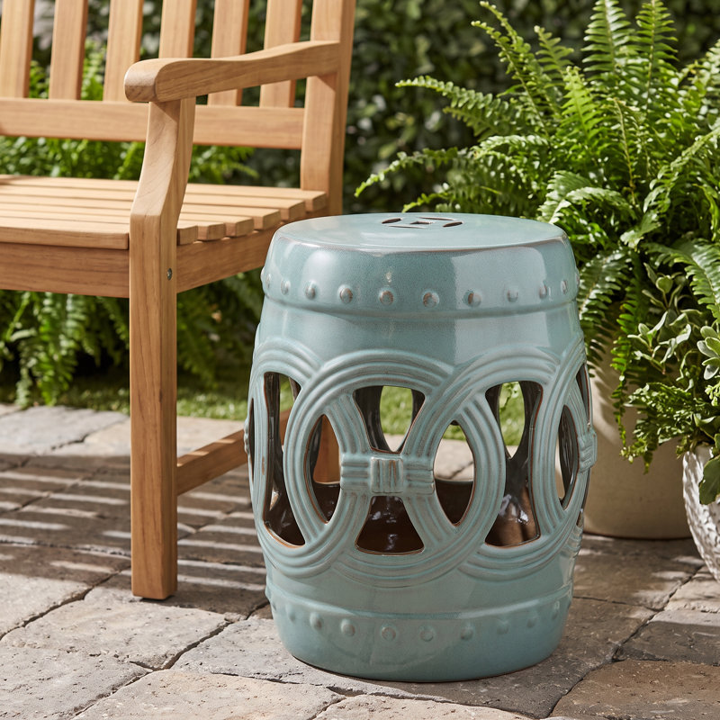 Ceramic Accent Stool, Blue