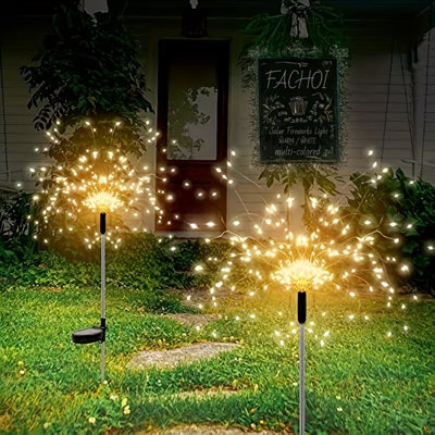 Éclairage solaire blanc pour feux d'artifice, lot de 6 guirlandes lumineuses extérieures étanches à DEL 8 modes, guirlandes décoratives à énergie solaire pour la cour, la pelouse, l'allée, le mariage, la fête et les fêtes