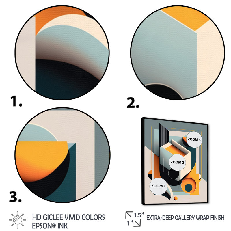 «Minimal Bauhaus Dimensions I», reproduction encadrée sur toile, L 30 po x H 40 po, Noir
