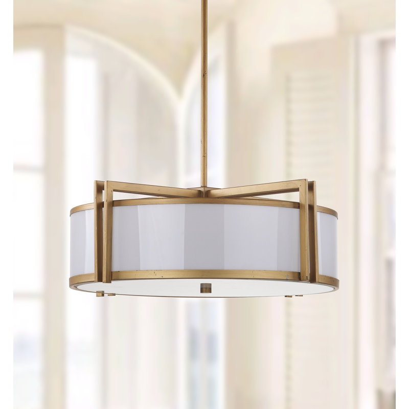 Lustre cylindrique à cinq lumières avec abat-jour