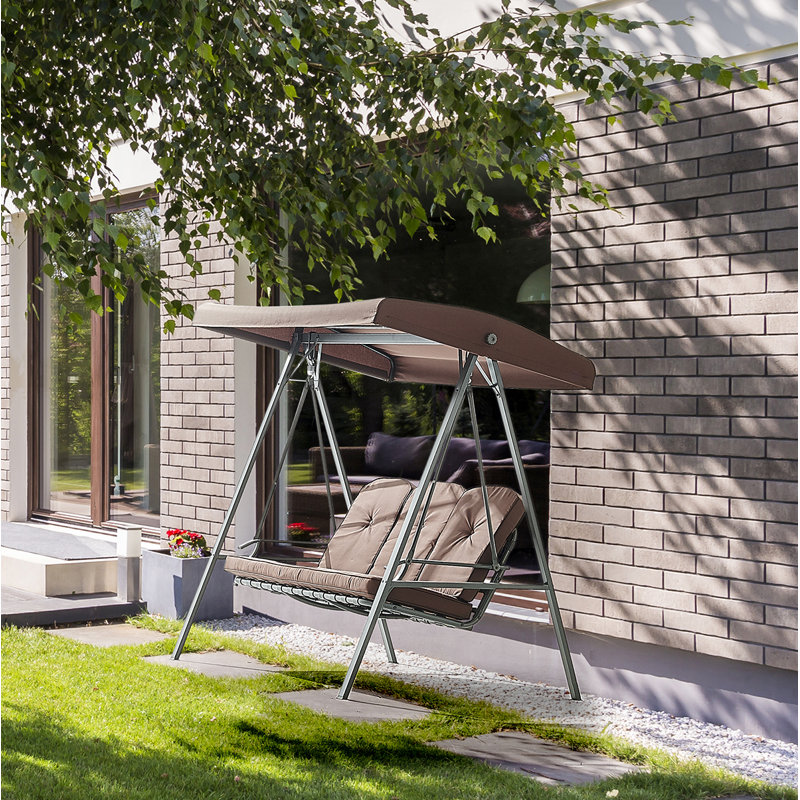 3 Person Porch Swing with Canopy, Brown