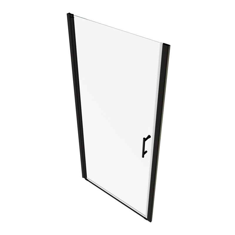 Porte de douche pivotante universelle à ouverture 1 3/8 po avec verre trempé de 1/4 po, Noir mat