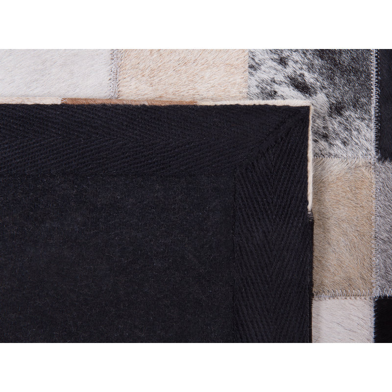 Emiliano Chequered Leather Hand Woven Area Rug, Rectangle 160 x 230cm