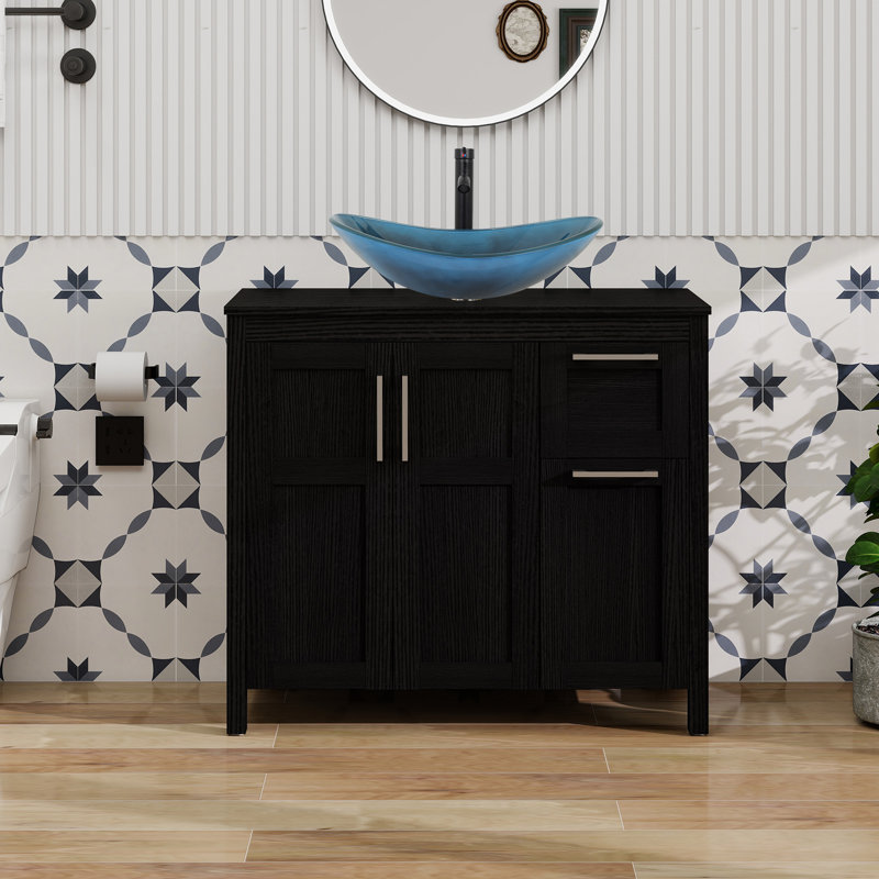 36" Free-Standing Modern Single Bathroom Vanity With Sink, Black
