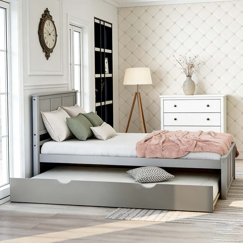 Lit plateforme avec lit gigogne simple, Espresso