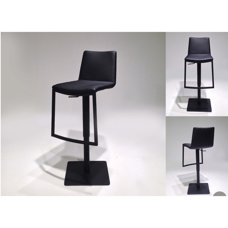 Raven Swivel Upholstered Adjustable Height Counter Stool with Metal Frame, Black