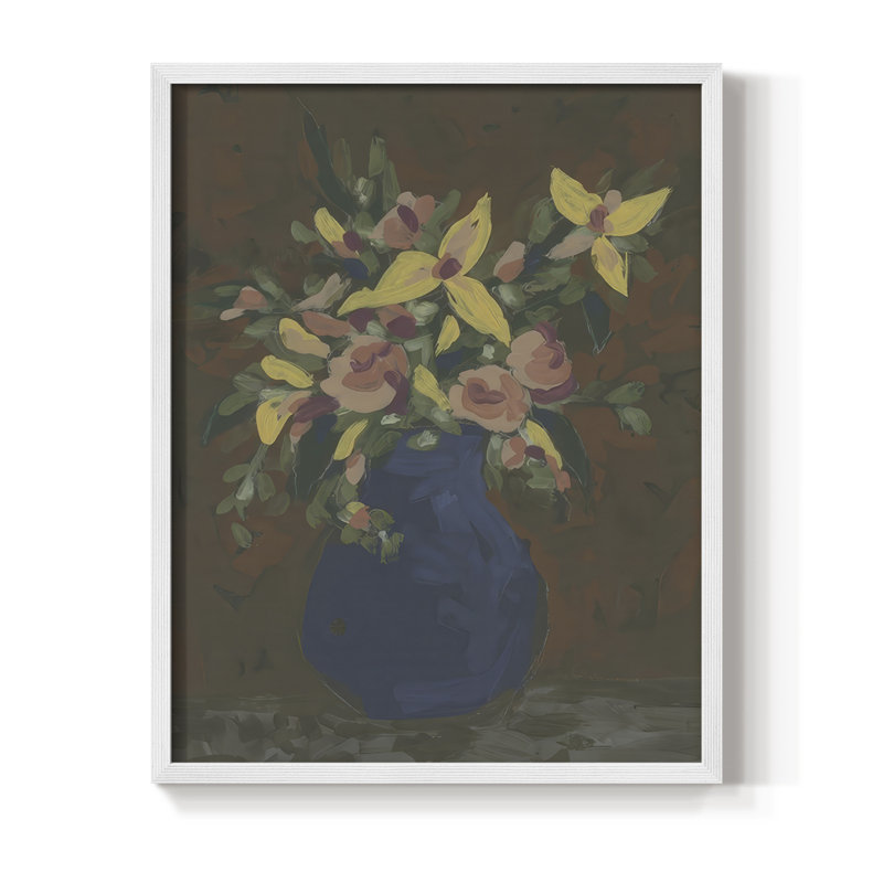 «Dark Bouquet I», reproduction encadrée - bois massif, H 21 po x l 17 po, Blanc