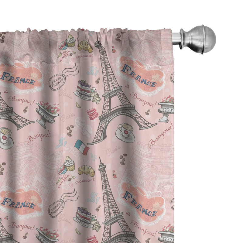 Paris Semi-Sheer Rod Pocket Curtain Panels, 28" x 95"