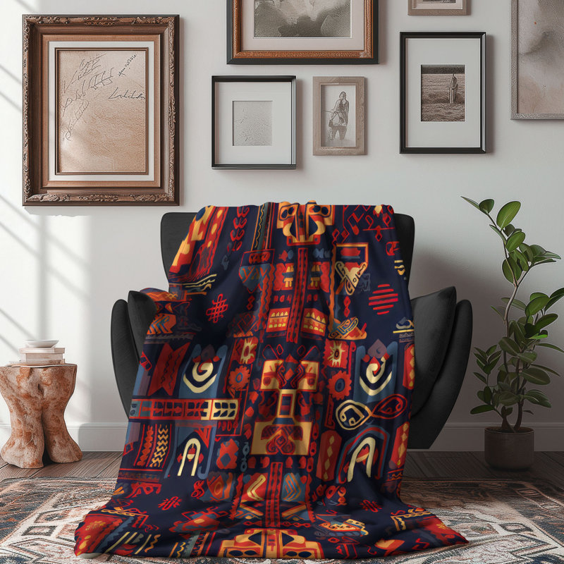 Tribal mosaïque - couverture de qualité supérieure 1 pièce, L 60 po x L 80 po