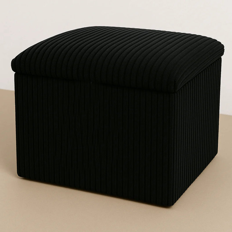 50cm Wide Tufted Footstool Ottoman, Black