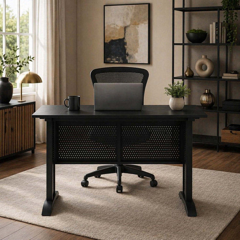 Bureau d'ordinateur, bureau de 47 pouces, bureau d'écriture pour bureau personnel, bureau, bureau simple moderne, cadre en métal noir
