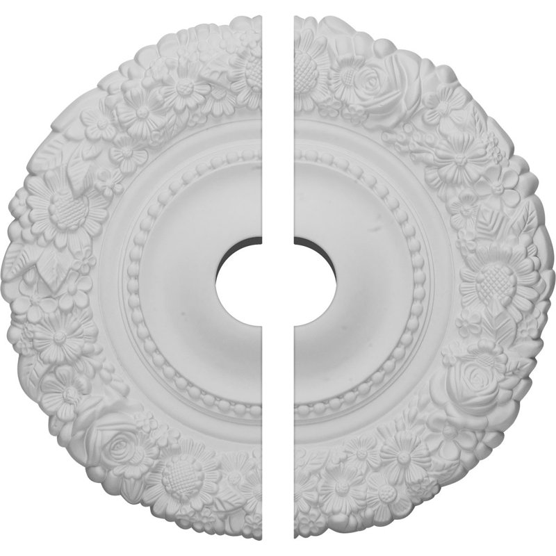 Médaillon de plafond Endurathane Marseille, DE 21 po x P 3 1/2 po x P 2 po (convient aux auvents jusqu'à 7 3/8 po), deux pièces, apprêté en usine