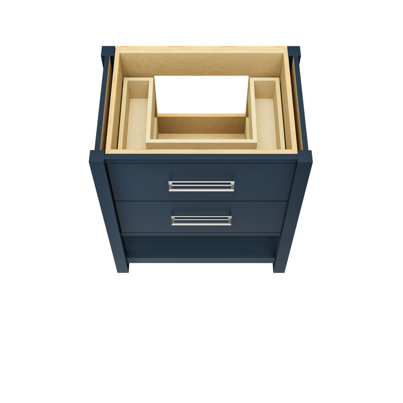 Kiawah Two-Drawer Single Bath Vanity, Hague Blue, Polished Chrome, 30"