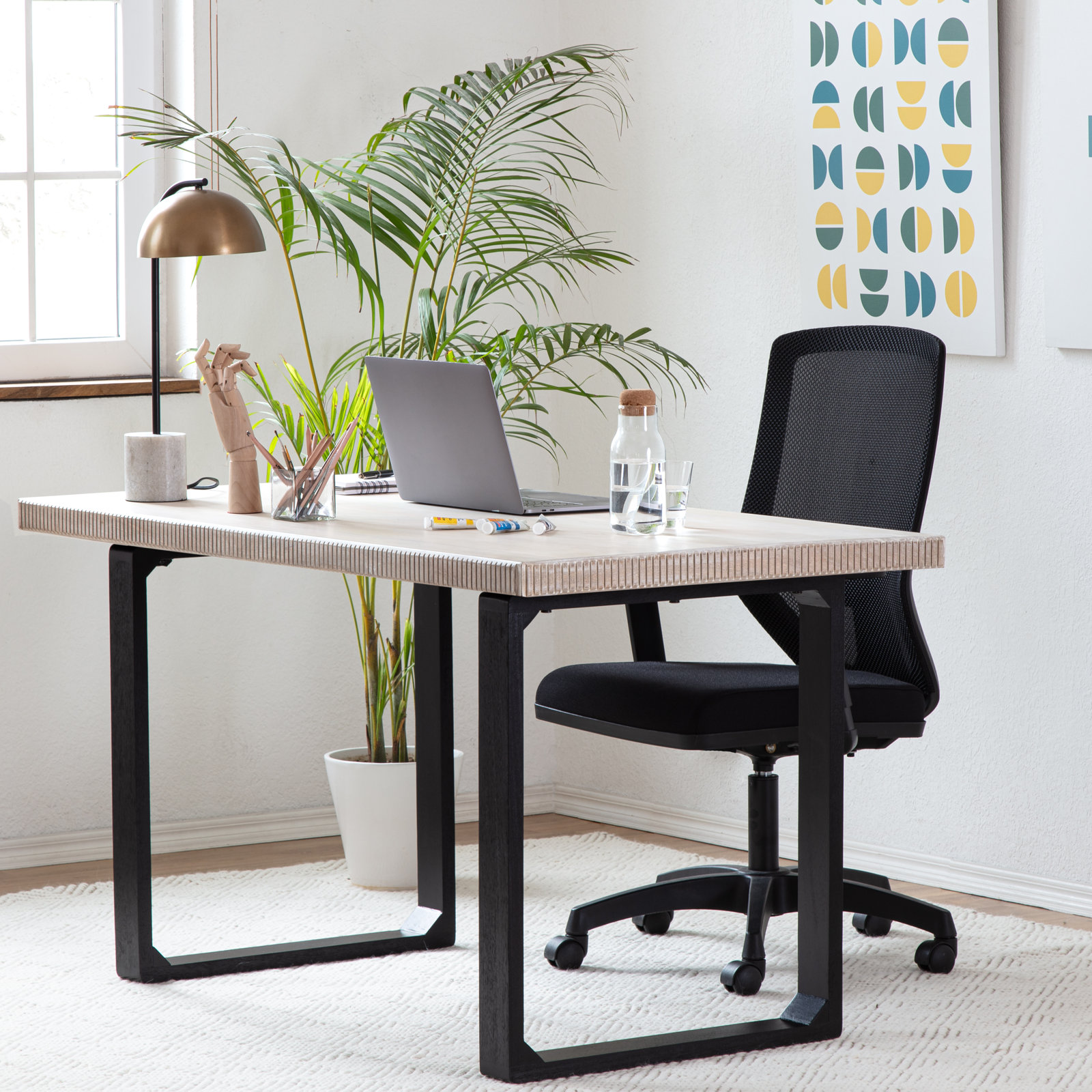 Urbana 56 " Mango Writing Desk, Whitewash