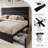 Modern Platform Bed Frame With 4 Storage Drawers And Velvet Upholstered Headboard-2141410482-2141410508