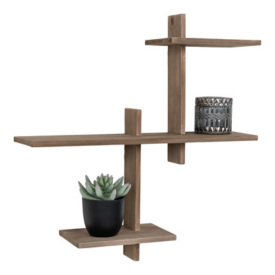 Konnah 3 Piece Pine Solid Wood Floating Shelf