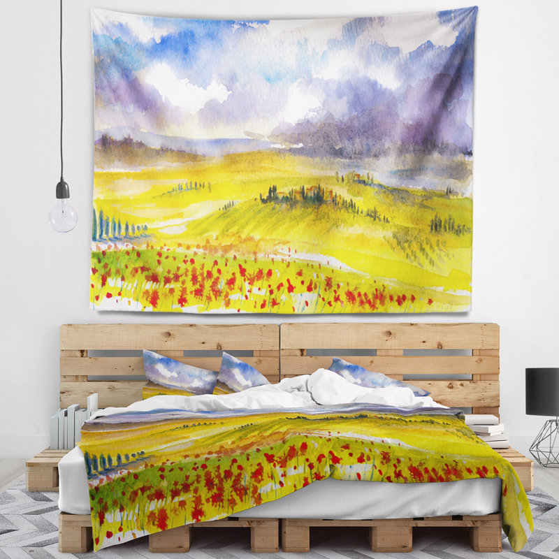 Paysage, tapisserie toscane, Italie, H 32 po x l 39 po