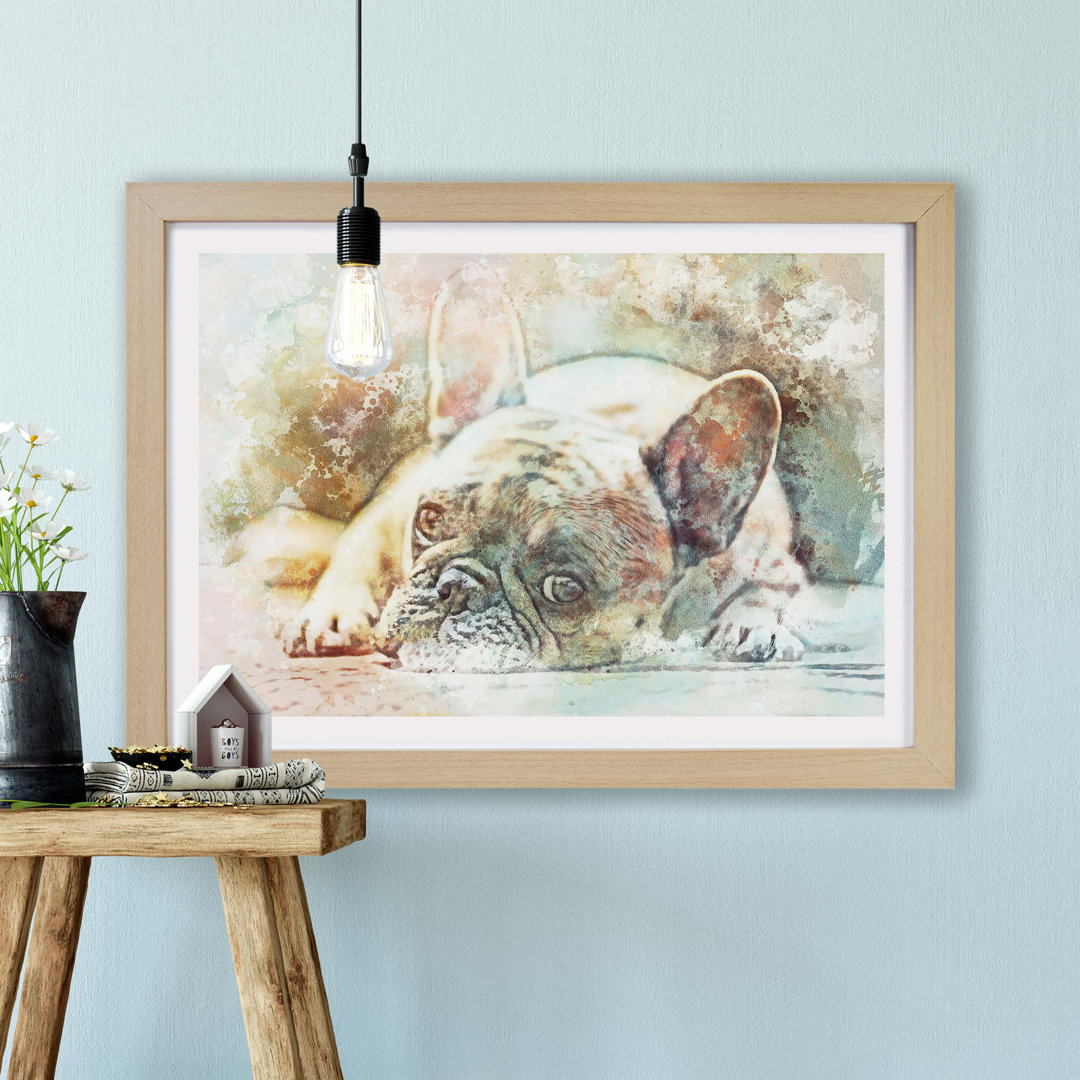 Fawn French Bulldog Dog in Abstract - Wall Art