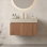 Meuble-lavabo de salle de bain avec lavabo, armoire de rangement murale en contreplaqué avec tiroir et porte, comptoir en pierre frittée à motif de travertin avec lavabo, pré-assemblé