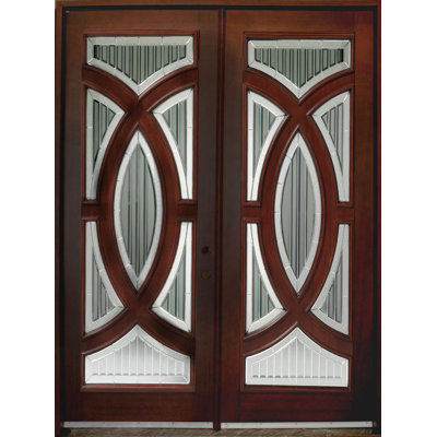 Circular Delux Ready To Install Mahogany Prehung Front Entry Doors, RH