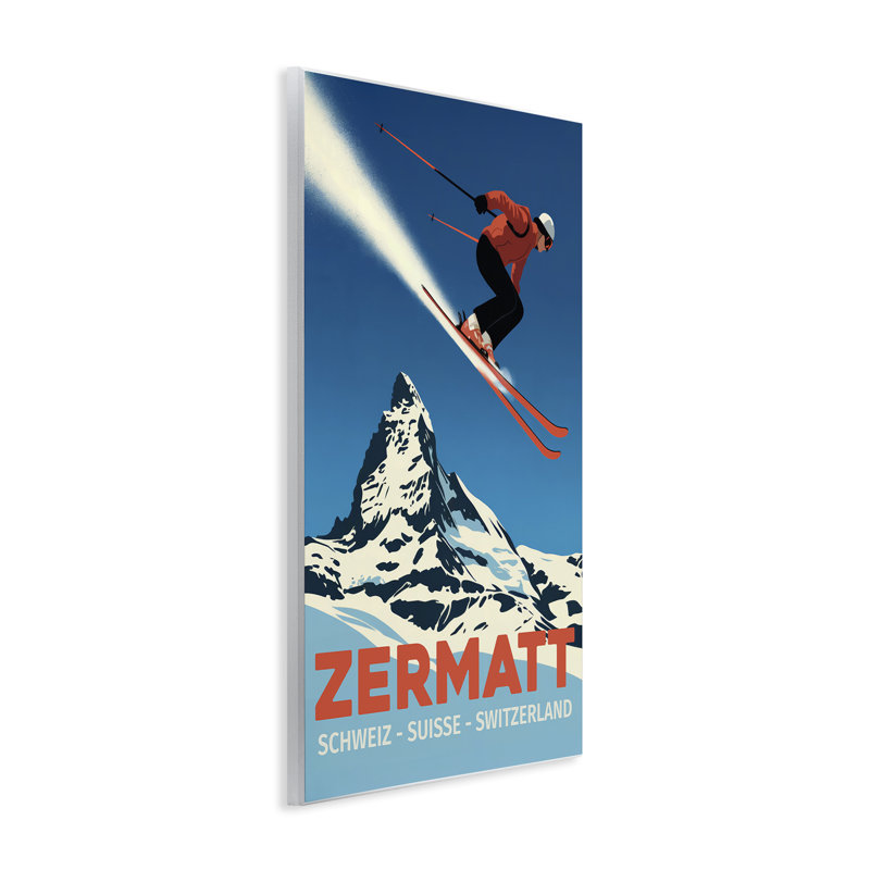 Affiche murale Zermatt Ski, design par Andreas Magnusson, H 15 po x l 10 po