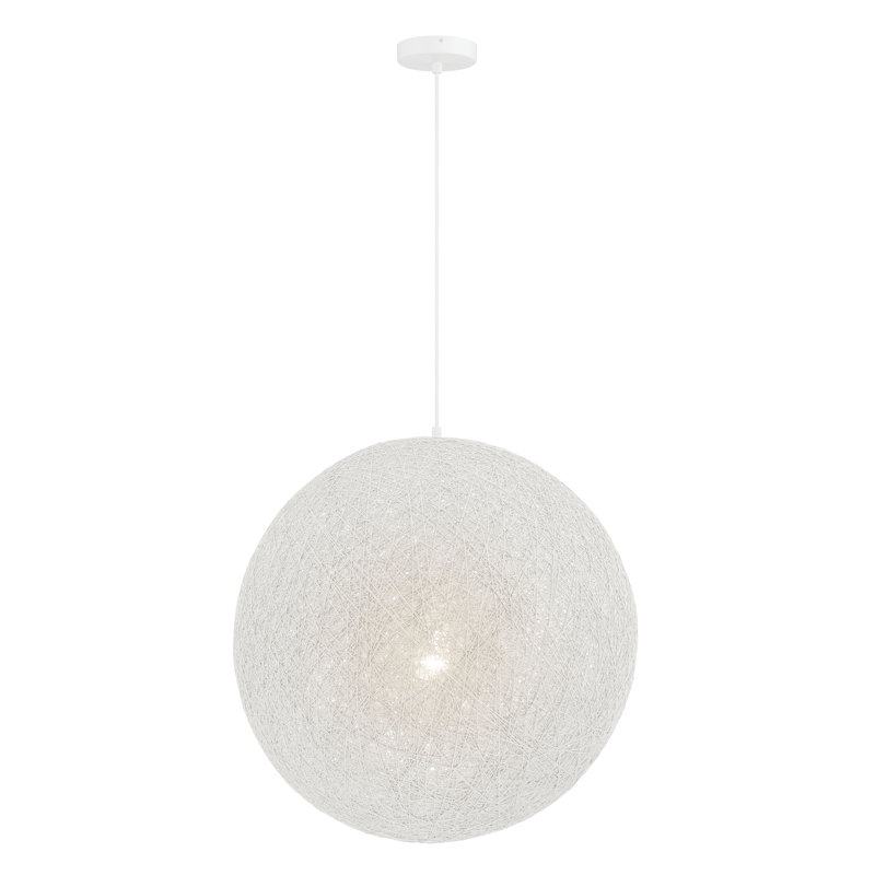 Luminaire suspendu 1 lumière Jahmaine, Blanc mat, Blanc, H 146,25 po x l 24 po x P 24 po