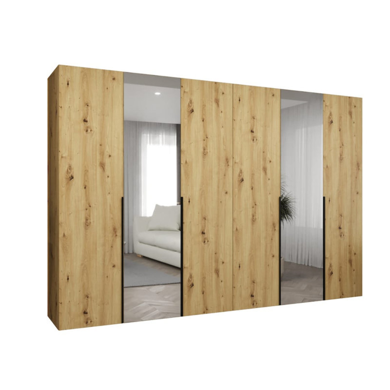 Blina 6 Door Manufactured Wood Wardrobe, Oak Artisan