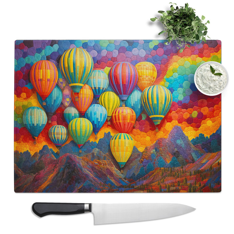 Hot Air Balloon Colour Field  Glass Chopping Board