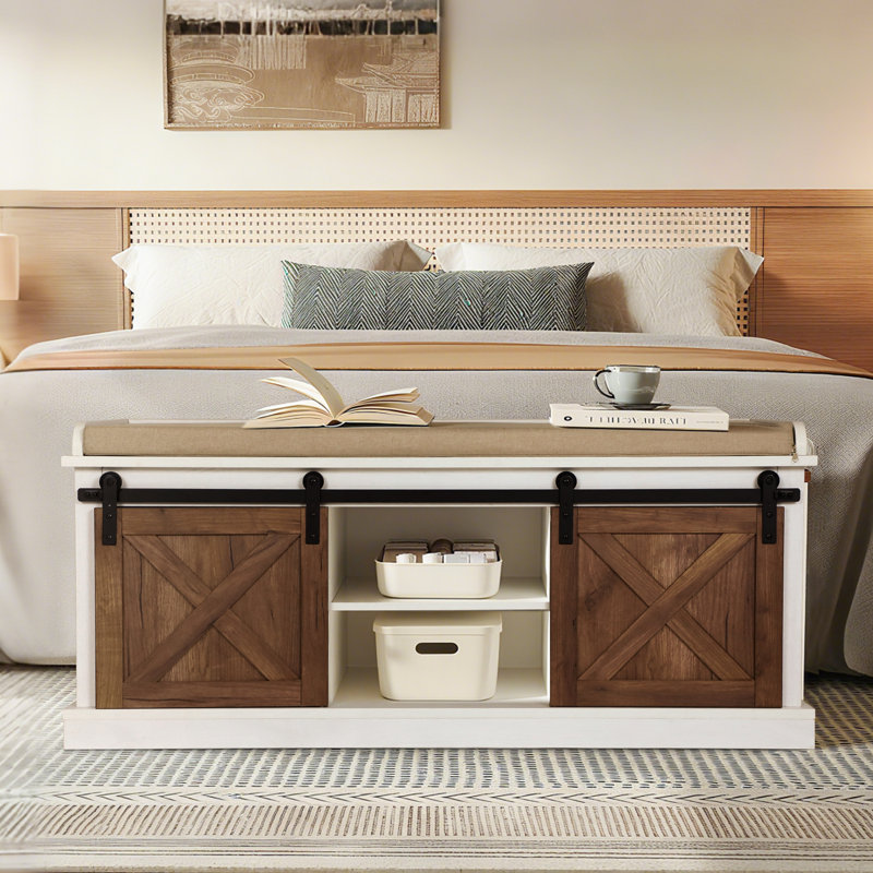 Banc de rangement pour 8 paires de chaussures avec tablette et coussin réglables