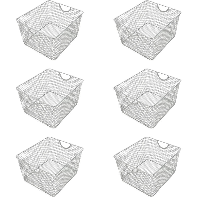 Rebrilliant Decorative Basket, 10" H x 14" W x 8.8" D, Silver