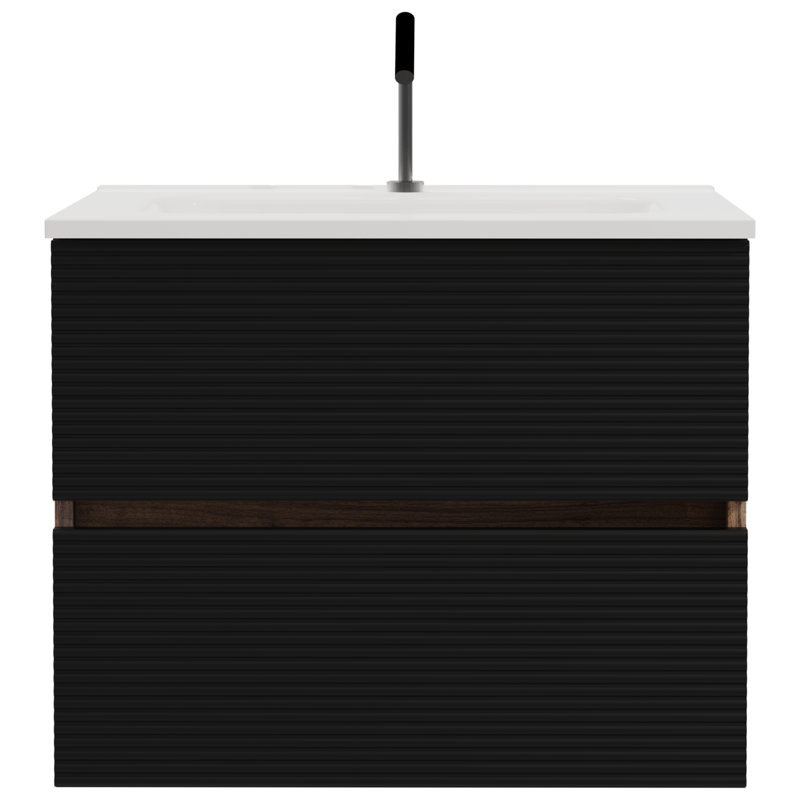 Meuble-lavabo moderne avec rangement, panneau de fibres à densité moyenne et céramique, conception peu encombrante pour la salle de bain