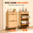 Rattan Shoe Cabinet, Narrow Shoe Storage Organizer with 2 Flip Rattan Drawers & 1 Slide Drawer-1366213660