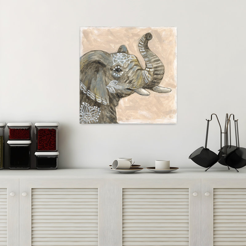 Art contemporain à motif d'éléphant à motif d'éléphant, H 18 po x l 18 po