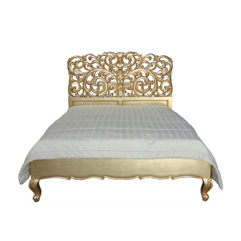 Eckard Solid Wood Bed, Super King (6'), Silver