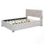 Lit plateforme double tapissier avec tête de lit à motif brique et gigogne simple, tissu en lin-28320137-28320139