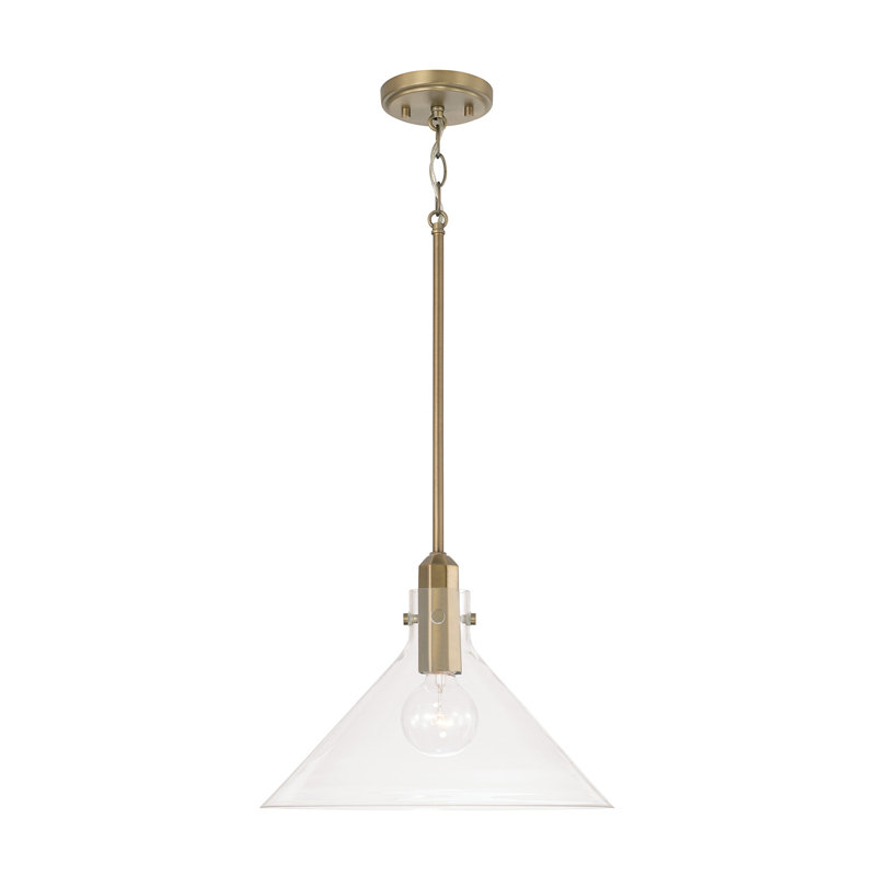 1 - Light Single Pendant, Aged Brass