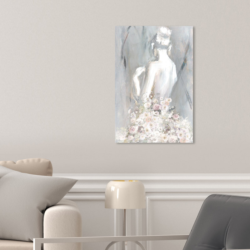 «Fashion and Glam Th pensing You You», peinture traditionnelle rose - peinture sur toile, Toile tendue, H 45 po x l 30 po