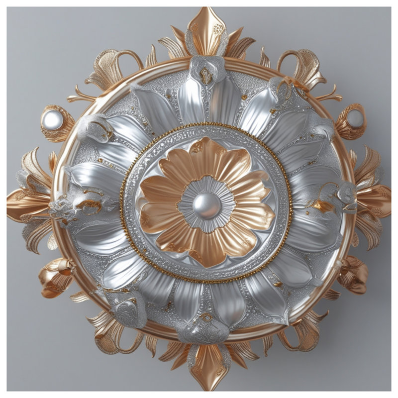 Couvre-lit matelassé à ornements floraux or et argent, Lit simple