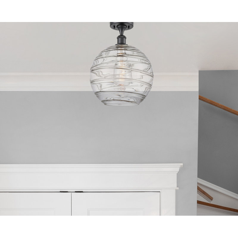 Plafonnier semi-encastré 1 lumière 8 po Anie, Ampoule DEL 6 watts Vinage, Noir mat, H 11 po x l 6 po x P 6 po
