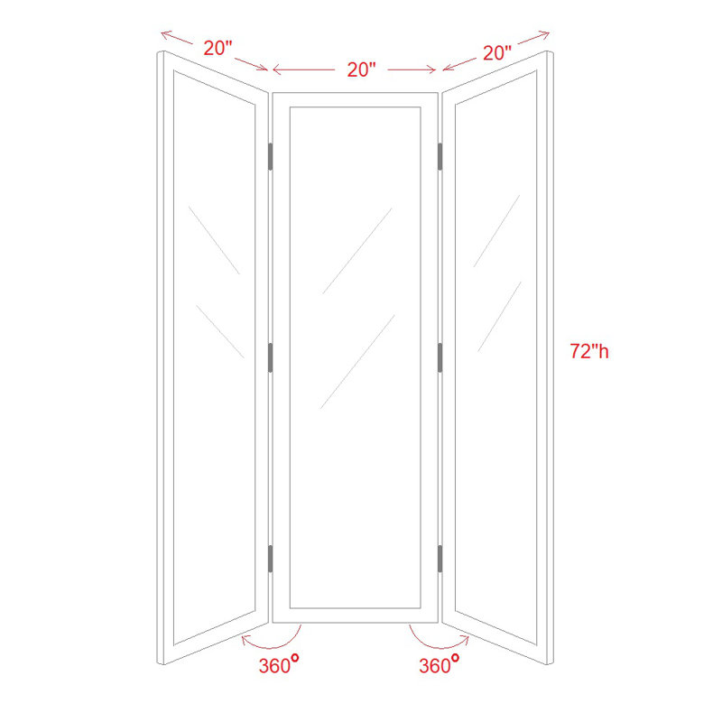 Miroir rectangulaire 3 panneaux Bilbania