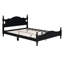 Cadre de lit grand noir rétro, plateforme en lattes de bois pour un lit de taille reposante, style fiable