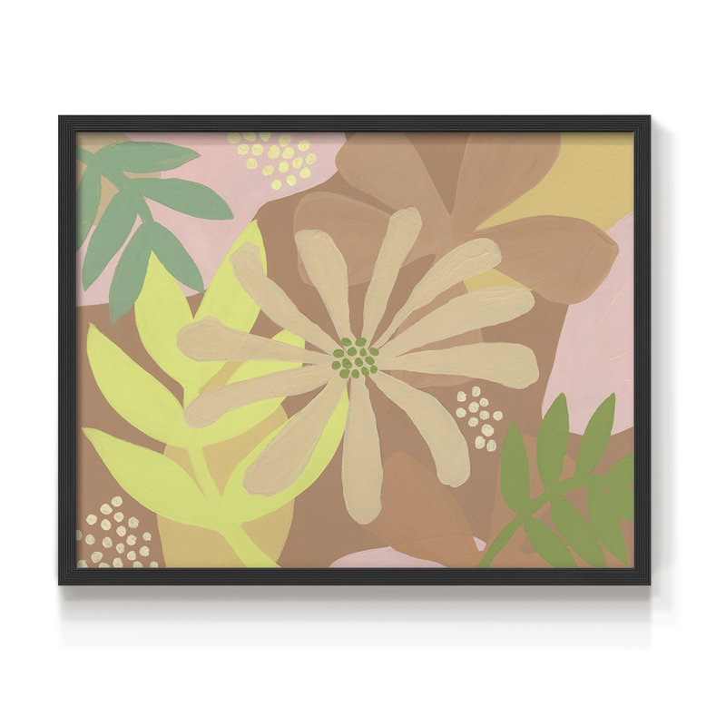 Fleurs neutres II - reproduction encadrée - réaménageable, H 11 po x l 14 po, Noir, noir, noir, noir