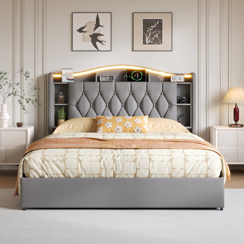 Bed, European Kingsize (160 x 200 cm), Grey