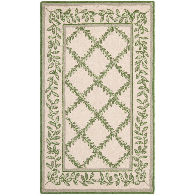 Jonsson Hand Hooked Wool Pile Geometric Rug, Rectangle 2'9" x 4'9"