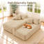 Canapé d'angle modulaire sans ossature de 241 cm (95 po) avec méridienne à gauche, assises profondes, couleur camel-1359027778-1359027838