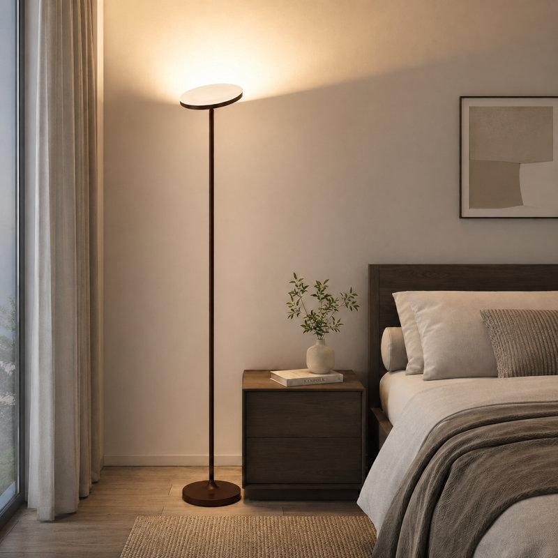 Lampe torchère sur pied 70,16 po avec télécommande, Brun
