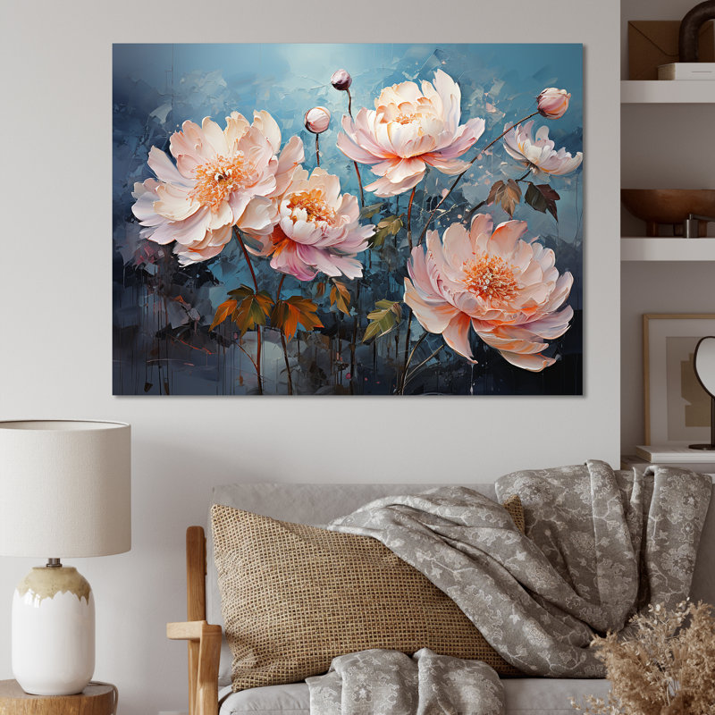 Peony Petal Poetry sur toile, H 16 po x l 32 po x P 1 po, Toile tendue